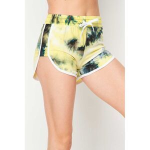 Buttery Smooth Yellow Tie Dye Side Striped Drawstring Waist Dolphin Shorts
